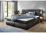 Boxspringbett COLLECTION AB, schwarz (schwarz, weiß), B:225cm L:218cm, Holzwerkstoff, Spanplatte, Komplettbetten, Boxspringbett, inklusive Bettkasten, LED-Beleuchtung und Topper