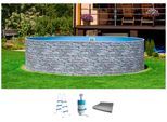 Rundpool MY POOL BWT "STONE 1", grau, H:90cm Ø:360cm, Schwimmbecken, Rundpool, Steindekor, in verschiedenen Größen