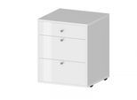 Rollcontainer HOME AFFAIRE "ESSE", weiß (weiß hochglanz), B:47cm H:61cm T:45cm, Holzwerkstoff, Rollwagen, Rollcontainer, mit 3 Schubladen, Schreibtischcontainer, Höhe 61 cm