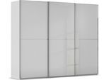 Schwebetürenschrank RAUCH "Kleiderschrank Schrank Garderobe Schlafzimmerschrank SCALE-DUO", grau (seidengrau, glas seidengrau, griffleisten chrom), B:271cm H:223cm T:68cm, Holzwerkstoff, Schränke, Schwebetürenschrank, edle zweigeteilte Türen Glas-Front mit 3 Zierleisten MADE IN GERMANY