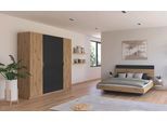 Schlafzimmer-Set RAUCH "Monza", grau (eiche artisan, graumetallic), Bett 160x200cm + ohne Matratze, B/H: 160cm x 200cm, Bett 160x200cm, Holzwerkstoff, Schlafzimmermöbel-Sets, Schlafzimmer-Set, mit Drehtürenschrank Breite 226 cm, Bettanlage in 2 Breiten