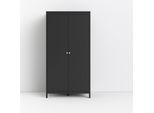 Kleiderschrank HOME AFFAIRE "Madrid, Drehtürenschrank, Aufbewahrung Kasten Schrank Stauraum", schwarz (schwarz matt), B:102,1cm H:199cm T:58,4cm, Holzwerkstoff, Schränke, Kleiderschrank, 2türiger Schrank mit 5 Einlegeböden und Kleiderstange, Breite 102 cm