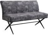 Sitzbank HELA "PORTO", vintage anthrazit, schwarz, schwarz, B:140cm H:88cm T:67cm, Metall, Polyester, Stoff, Sitzbänke, Sitzbank, Einzelbank mit Rücken, X-Gestell, Federkorb, Vintage Velvet Optik