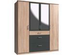 Kleiderschrank WIMEX "Click", grau (struktureichefarben hell, graphitfarben), B:180cm H:199cm T:58cm, Schränke, Kleiderschrank, mit Spiegel