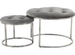 Polstergarnitur KAYOOM "Hocker Becky 825 2er-Set, runde Form, angesagter Retro-Stil", grau (grau, silber, silber), B:60cm H:41cm T:60cm, Stoffbezug: 50% Polyester 50% Polyurethan / Eisen / Sperrholz, Sitzmöbel-Sets, Polstergarnitur, vielseitig verwendbar, modern, pflegeleicht, runde Form