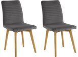 Esszimmerstuhl OTTO PRODUCTS "Alessja", grau (dunkelgrau, eiche natur, dunkelgrau), B:47cm H:94cm T:62cm, Holzwerkstoff, Massivholz, Polyester, Stühle, Esszimmerstuhl, Bezug aus Microfaser, Gestell aus Eiche Massivholz