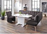 Eckbank EXXPO - SOFA FASHION "Costa, moderne Rückensteppung, bequem und elegant, hoher Holzfuß", braun (schoko), B:197cm H:92cm T:265cm, Struktur: Webvelour, 100% Polyester, Sitzbänke, Eckbank, Frei im Raum stellbar