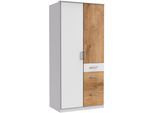 Kleiderschrank WIMEX "Click", weiß (weiß, plankeneichefarben), B:90cm H:199cm T:58cm, Schränke, Kleiderschrank, ohne Spiegel
