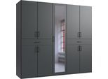 Drehtürenschrank WIMEX "Tibet", grau (graphit), B:225cm H:208cm T:58cm, Holzwerkstoff, Schränke, Drehtürenschrank, mit Schubkästen auf bequemer Zugriffshöhe