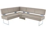 Eckbank K+W KOMFORT & WOHNEN, grau (lightggrau 85), B:158cm H:89cm T:199cm, Sitzbänke, Eckbank, langer Schenkel links oder rechts, mit dekorativen Distanzhalter