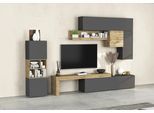 Wohnwand OTTO HOME "Chronos Wohnwand, Medienwand, 8-er set", grau (anthrazit, eiche wotan), B:320cm, Holzwerkstoff, Kastenmöbel-Sets, Wohnwand, ca. 320 cm mit Hängeschränke, Würfel, Regal, Lowboard, Made in Italy