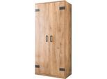 Kleiderschrank WIMEX "Liverpool, Made in Germany", grau (plankeneiche, nachbildung, abgesetzt graphitfarben), B:90cm H:199cm T:58cm, Schränke, Kleiderschrank, Industrial Look, 90x58x199cm, mit Innenausstattung