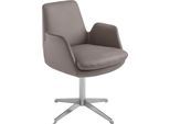 Drehstuhl K+W KOMFORT & WOHNEN "Cube", braun (sattel 77, edelstahloptik), B:63cm H:84cm T:65cm, Stühle, Drehstuhl, Rückholfunktion, Untergestell Edelstahloptik