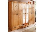 Kleiderschrank OTTO HOME "Madrid", beige (gelaugt, geölt), B:245cm H:190cm T:59cm, Schränke, Kleiderschrank, aus massiver Kiefer, in 3 Breiten mit Spiegeltüren