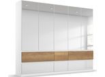 Drehtürenschrank RAUCH "Winnipeg", weiß (weiß, hochglanz weiß), B:226cm H:210cm T:56cm, Holzwerkstoff, Schränke, Drehtürenschrank, grifflose Front, Schubkästen m. Griffmulde, auch mit Beleuchtung