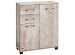 Badkommode SCHILDMEYER "Milan", braun (eichefarben used), B:80,5cm H:95cm T:32cm, Sideboards, Badkommode, Breite 80,5 cm, mit 2 Türen, 2 Schubladen & Metallgriffen