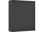 Drehtürenschrank RAUCH "Mainz mit Passepartout", grau (graumetallic), B:185cm H:212cm T:58cm, Holzwerkstoff, Schränke, Drehtürenschrank, optional mit Beleuchtung, Außentüren mit Push-to-Open Funktion
