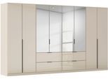Drehtürenschrank OTTO HOME "Kleiderschrank Kleiderschränke Schrank Garderobe AGORDO mit Glasfront", beige (beige, glas beige (champagner)), B:360cm H:229cm T:54cm, Holzwerkstoff, Schränke, Drehtürenschrank, mit Außenschubkästen, in 7 Breiten und 2 Höhen MADE IN GERMANY