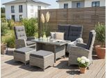 Garten-Essgruppe KONIFERA "Monaco", grau, Polyrattan, Sitzmöbel-Sets, Garten-Essgruppe, Polyrattan, Aluminium, Rückenlehne verstellbar, Grau
