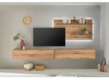 Wohnwand HOME AFFAIRE "City/Giron, moderne Anbauwand, Komplettset in vielen Farben verfügbar", braun (eiche evoke), B:300cm H:180cm T:30cm, Holzwerkstoff, Kastenmöbel-Sets, Wohnwand, enthält zwei Hängeschränke & ein Wandpaneel