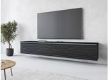 Lowboard HOME AFFAIRE "Vera, wahlweise mit oder ohne Beleuchtung", schwarz (graphit schwarz matt geriffelt), B:180cm H:30cm T:33cm, Sideboards, Lowboard, gefräste MDF Front mit 3D Effekt, stehend und hängend montierbar