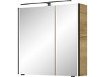 Spiegelschrank SAPHIR "Serie 7045 Badezimmer-Spiegelschrank inkl. LED-Beleuchtung, 2 Türen", braun (halifax eiche quer nachbildung), B:73,2cm H:70,3cm T:17cm, Holzwerkstoff, Schränke, Spiegelschrank, Badschrank 73,2 cm breit, inkl. LEDplus Schalter und Türdämpfer