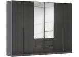Drehtürenschrank OTTO HOME "Kleiderschrank Schrank Garderobe AGORDO mit Dekor- oder Hochglanzfront", grau (graumetallic, hochglanz effektgrau), B:271cm H:229cm T:54cm, Holzwerkstoff, Schränke, Drehtürenschrank, mit Außenschubkästen, in 7 Breiten und 2 Höhen MADE IN GERMANY