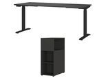 Büromöbel-Set GERMANIA "Mailand", grau (graphit), Schreibtisch Breite 180cm Holzwerkstoff Metall, Holzwerkstoff, Metall, Arbeitsmöbel-Sets, Büromöbel-Set, inkl. Schreibtisch und Raumteiler