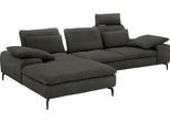 Ecksofa W.SCHILLIG "valentinoo, Designsofa, bequem, elegant und zeitlos, L-Form", grün (hunter r66), B:299cm H:83cm T:178cm, Chenille-Flachgewebe R66 (85% Polyester, 15% Nylon), Sofas, Ecksofa, inklusive Hocker, mit Sitztiefenverstellung, Breite 299 cm