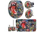 Badaccessoire-Set SANILO "Graffiti", bunt (rot), Massivholz, Badaccessoires-Sets, Badaccessoire-Set