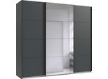 Schwebetürenschrank WIMEX "Jork Kleiderschrank mit Spiegel, schwarze Metallgriffe", grau (graphit), B:225cm H:208cm T:65cm, Holzwerkstoff, Schränke, Schwebetürenschrank, Schrank in verschiedenen Größen und Innenausstattungsvarianten