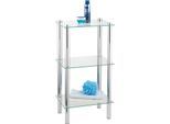 Regal WENKO "Yago", transparent (glänzend, ablagen: transparent, transparent), B:30cm H:74cm T:40cm, Edelstahl, Regale, Regal, 2 Shampoo-Ablagen