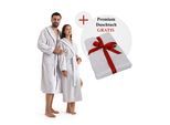 Unisex-Bademantel OTTO HOME "Fenya, 330 g/m², Premium, Hotelbademantel, Morgenmantel, Sauna & Spa" Gr. XS, grau (hellgrau), L:120cm, Veloursfrottier, Hausmäntel, Unisex-Bademantel, Reißverschlusstaschen, weich mit GRATIS-Zugabe: 1x Duschtuch 70x140 cm