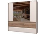 Kleiderschrank OTTO HOME "Invictus, UV lackiert, FSC-zertifiziert, grifflose Optik", beige (kaschmirfarbe), B:232cm H:226cm T:60cm, Holzwerkstoff, MDF, Schränke, Kleiderschrank, mit Beleuchtung und Spiegel, in 4 Breiten, hoher Schrank (226cm)