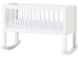 Stubenbett HOPPEKIDS, weiß (weiß ohne nest mit schaummatratze), B:86cm H:62,5cm T:47cm, Holz teilmassiv, Babybetten, Stubenbett, umbaubar zu Sitzbank, wahlweise mit Matratze & Zubehör