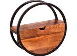 Wandregal SIT, schwarz (natur, schwarz), B:50cm H:50cm T:20cm, Massivholz, Metall, Regale, Wandregal, Mit Schublade aus Mangoholz