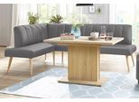 Eckbank EXXPO - SOFA FASHION "Costa, moderne Rückensteppung, bequem und elegant, hoher Holzfuß", grau (delfin), B:157cm H:92cm T:245cm, Webvelour: 100% Polyester, Sitzbänke, Eckbank, hochwertig verarbeitet, Frei im Raum stellbar