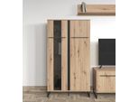 Highboard INOSIGN "Sardinia", schwarz (artisan eiche, schwarz), B:84,5cm H:153,5cm T:35cm, Holzwerkstoff, Sideboards, Highboard, Vitrine, Breite 84 cm