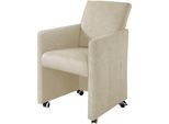 Esszimmersessel EXXPO - SOFA FASHION, beige (sand), B:63cm H:90cm T:72cm, Sessel, Esszimmersessel, Loungesessel auf Rollen, schmale Armlehnen, bequem