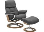 Relaxsessel STRESSLESS "Ruby", grau (grau batick), B:88cm H:101cm T:78cm, Leder BATICK: durchgefärbtes und genarbtes Möbelleder;Leder PALOMA: durchgefärbtes Semianilin-Möbelleder, Sessel, Relaxsessel, mit Signature Base, Größe L, Gestell Eiche, Wenge, Braun & Schwarz
