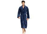 Bademantel VOSSEN "Feeling-L, ideal für Sauna & Spa, Hotelbademantel, Morgenmantel" Gr. XL, schwarz (winternight), L:116cm, Webvelours, Hausmäntel, Bademantel, mit hohem Kragen