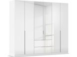 Drehtürenschrank OTTO HOME "Kleiderschrank Kleiderschränke Schrank Garderobe AGORDO mit Glasfront", weiß (alpinweiß, glas kristallweiß), B:271cm H:229cm T:54cm, Holzwerkstoff, Schränke, Drehtürenschrank, mit Außenschubkästen, in 7 Breiten und 2 Höhen MADE IN GERMANY