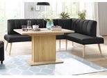 Eckbank EXXPO - SOFA FASHION "Costa, moderne Rückensteppung, bequem und elegant, hoher Holzfuß", schwarz, B:157cm H:92cm T:245cm, Webvelour: 100% Polyester, Sitzbänke, Eckbank, hochwertig verarbeitet, Frei im Raum stellbar