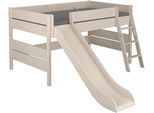 Spielbett PAIDI "TIAGO in verschiedenen Größen und Farben, mit Leiter und Rutsche", cashmere, beige, cashmere, beige, cashmere, beige, B:271,7cm H:120,6cm L:210,4cm, Betten, Spielbett, Rausfallschutz, geprüfte Sicherheit, umbaubares Bett mit Massivholz