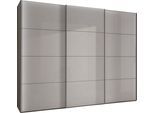 Schwebetürenschrank WIEMANN "Kos", grau (havanna, dekor, glas kieselgrau), B:246,3cm H:217cm T:67cm, Glas, Holzwerkstoff, Schränke, Schwebetürenschrank, mit Schattenfuge