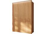 Kleiderschrank HOME AFFAIRE "Léopoldine, aus Kernbuche, inkl. Passepartout", beige (kernbuche), B:157cm H:226cm T:62cm, Massivholz, Schränke, Kleiderschrank, Massivholz-Kleiderschrank, im 50 cm Raster planbar