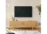 TV-Board WOODMAN "Rove", beige (natur), B:138cm H:49,5cm T:40cm, Sideboards, TV-Board, besonderes Design, in zwei Breiten, mit Eichenholzfurnier, FSC