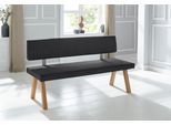 Bank OTTO HOME "Mobilar Rio", schwarz, B:140cm H:89cm T:53cm, Polyester, Sitzbänke, Bank, mit Rückenlehne und aus Massivholz