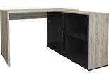 Eckschreibtisch FMD "Valley", schwarz (eiche, matera, eiche, matera, eiche, matera), B:118cm H:75cm T:60,5cm, Tische, Eckschreibtisch, Breite 118 cm