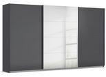 Schwebetürenschrank OTTO HOME "Kleiderschrank Kleiderschränke Schrank Garderobe AGORDO mit Glasfront", grau (graumetallic, glas basalt), B:360cm H:210cm T:62cm, Holzwerkstoff, Schränke, Schwebetürenschrank, durchdachte Innenausstattung, in 4 Breiten und 2 Höhen MADE IN GERMANY